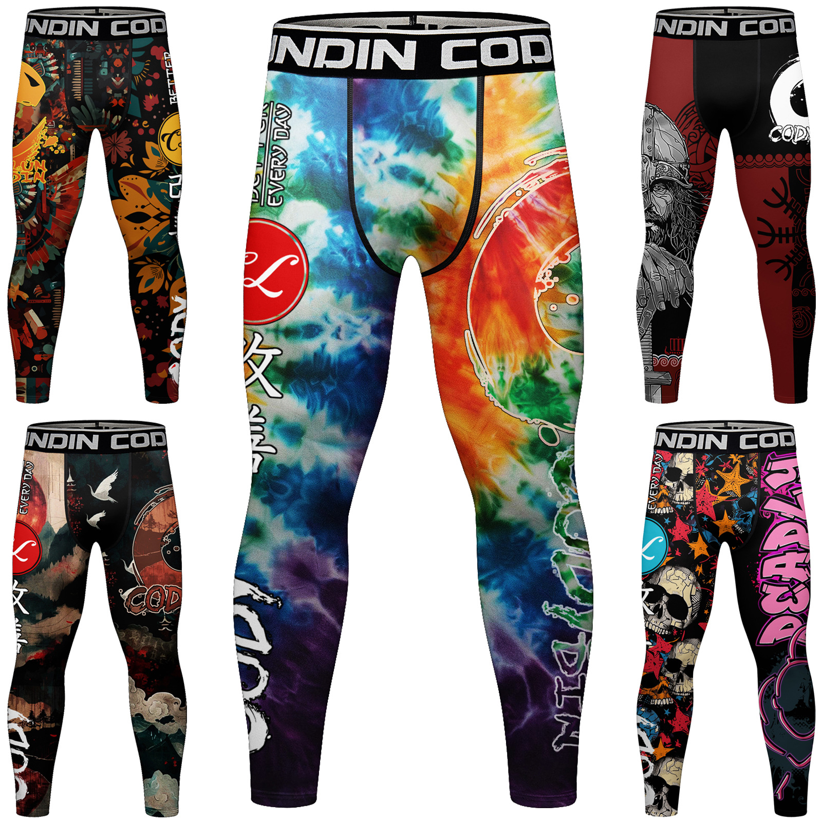 Summer and Autumn New Men's Sports Casual Trousers Exquisite Fashion Printed Quick-drying Breathable Slim-fit Running Training Pants