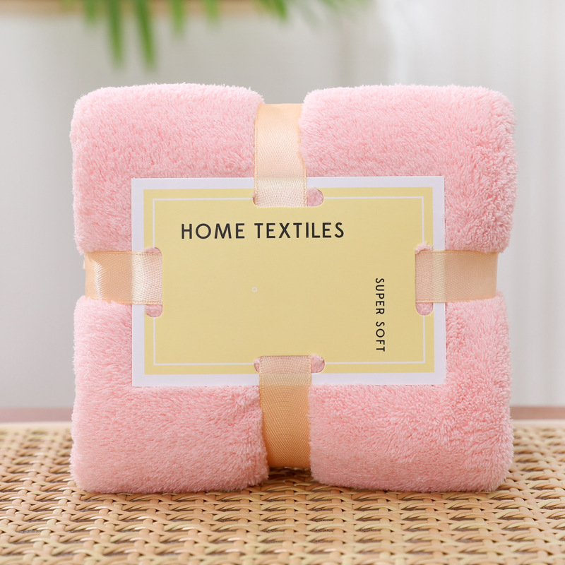 Picture of Wedding gift coral fleece absorbent towel 35*75 tie card wine red joy square towel hand gift
