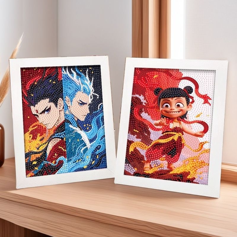 Nezha Diamond Painting Handmade DIY Sticker Painting 2025 New Model with Frame Ao Bing Cartoon Gift