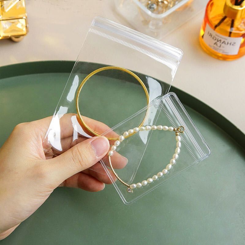 Transparent Thickeneded Pvc Ziplock Bag Jewelry Storage Bag Jewelry Bracelet Bracelet Sealable Packaging Bag