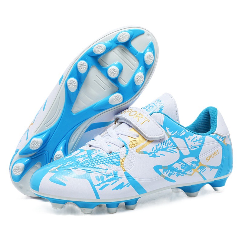 New children's football shoes student boy TF broken nail Velcro girl training shoes artificial grass