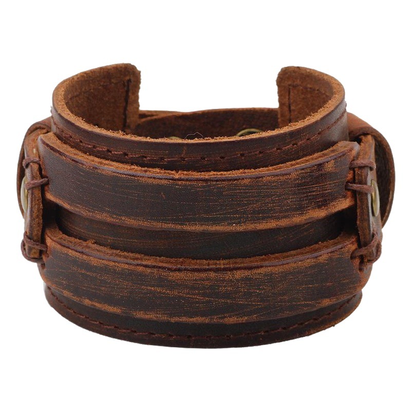 European and American jewelry cross-border Amazon TEMU wholesale supply men's retro leather wide bracelet personalized fashion bracelet