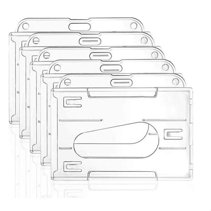 Amazon hot-selling horizontal with thumb slot card set PC plastic transparent frosted ABS ID card set PS badge