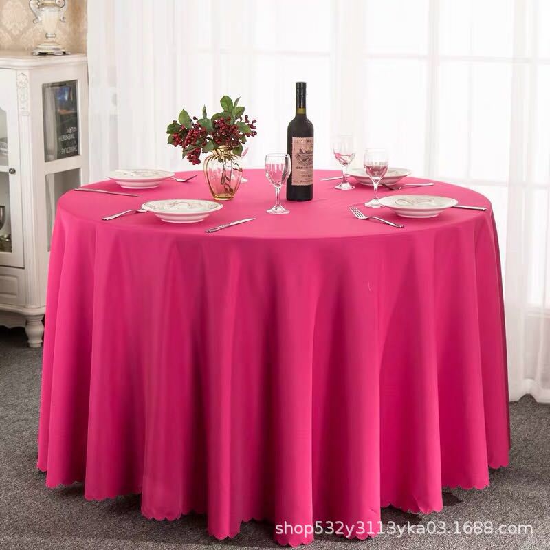 Picture of Large Round Table Restaurant Tablecloth Hotel Restaurant Banquet Family Usable Round Wedding European Tablecloth Table Cover Cross-Border