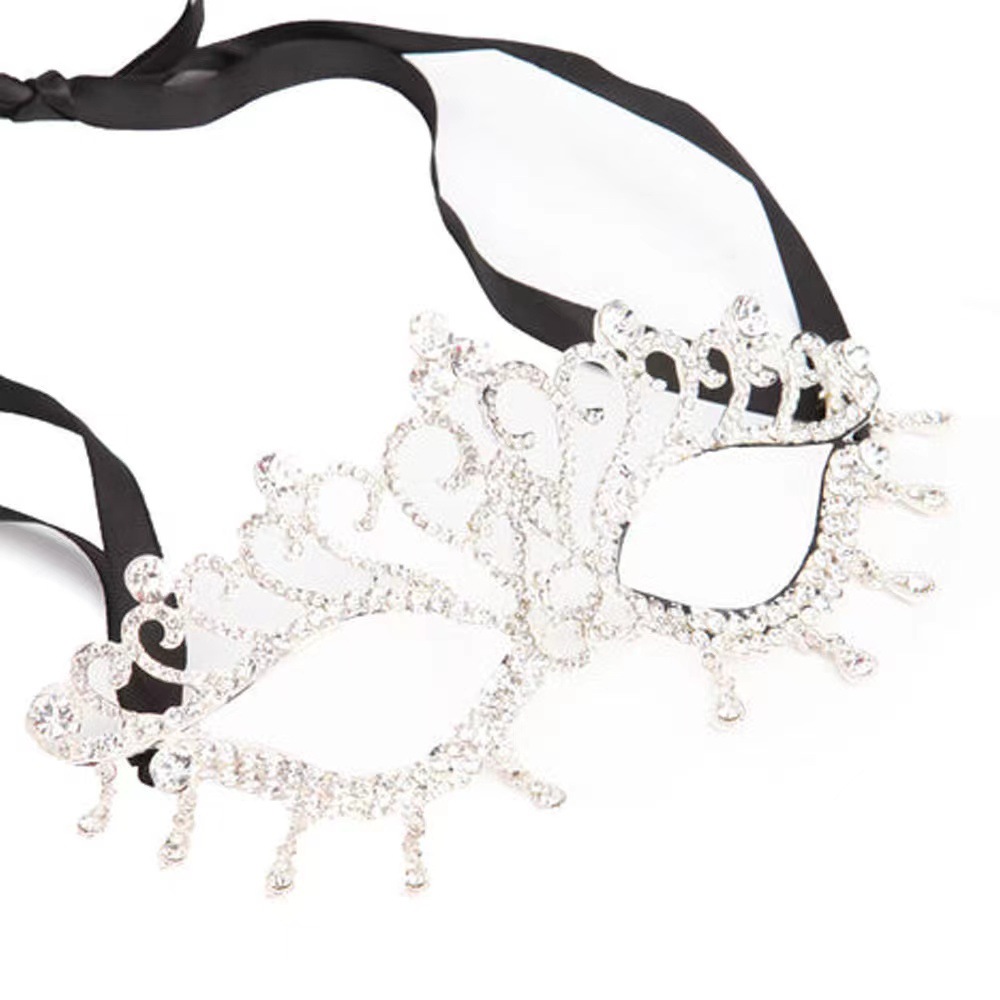 Picture of Bridal Ball Mask Headwear European and American Wedding Party Accessories Rhinestone Tassel Covering Party Dress Accessories
