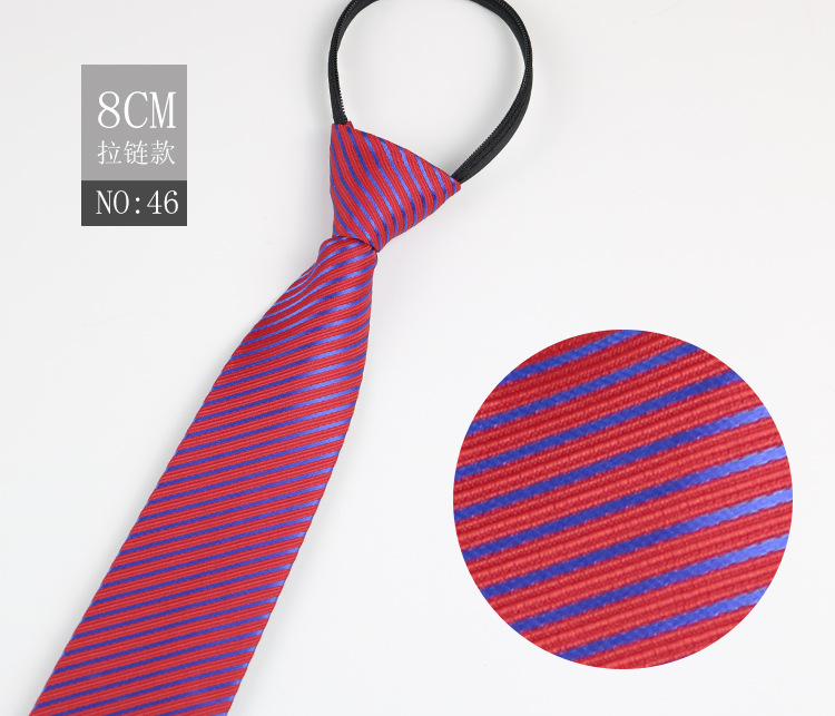 Picture of Factory Black Men's Tie Striped Blue Business Tie Lazy People Knot Free Zipper Tie in stock Wholesale