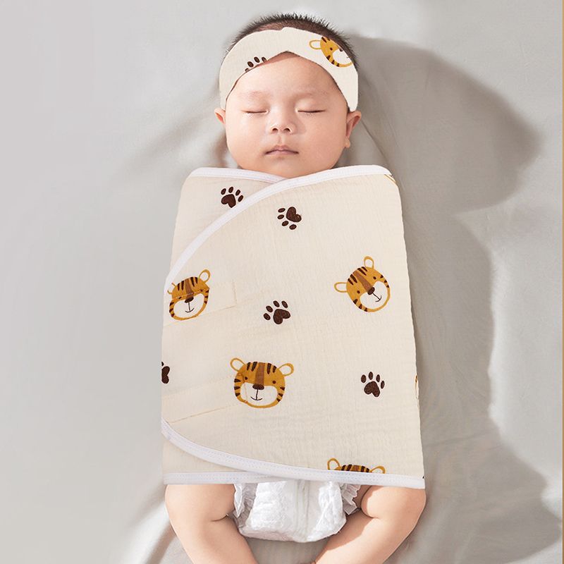 Picture of Baby Anti-Scare Sleeping Bag Spring Autumn and Winter Pure Cotton Newborn Baby Swaddling Towel Wrapping Towel Anti-Scare Sleeping Bag Artifact
