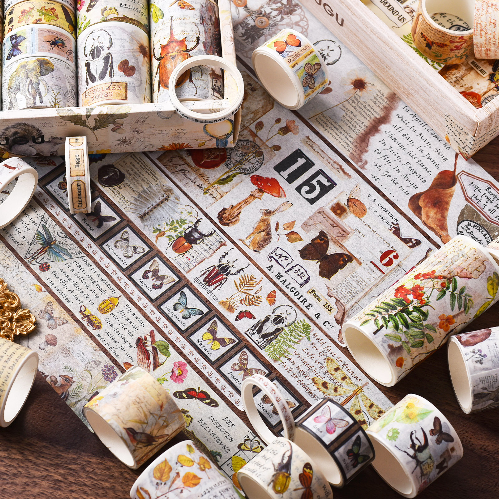 Picture of Jilu Agugu Washi Tape Set Nostalgic Memory Series Vintage Journal Diary DIY Decorative Stickers