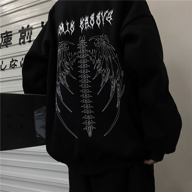 Autumn high street retro dark fashion brand y2g letter printed round neck thin sweater for men and women