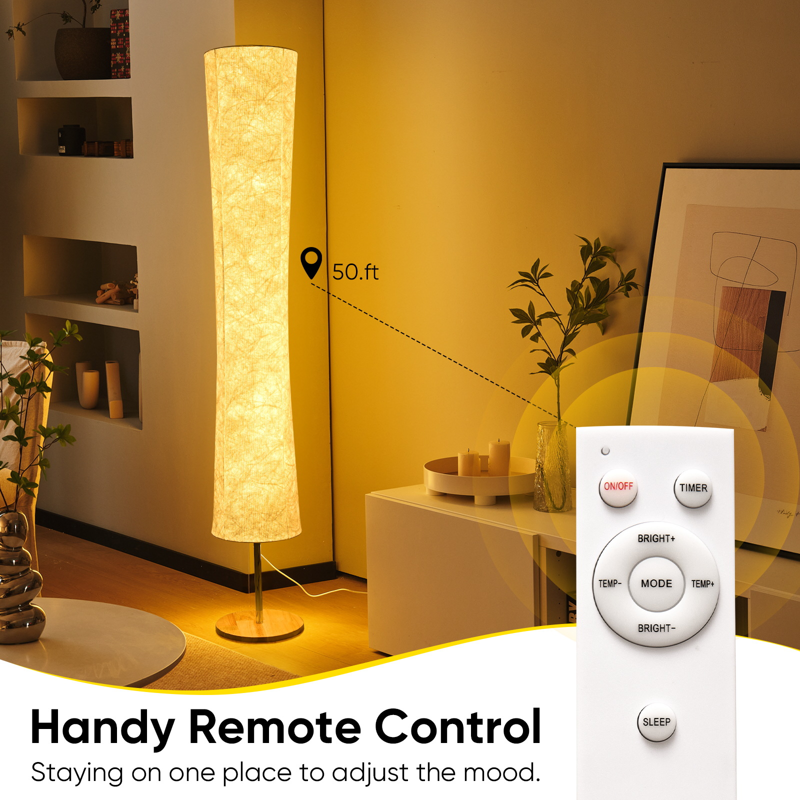 Picture of Cross-Border Amazon Fabric Floor Lamp Ledrgb Seven-Color Remote Control Atmosphere Light for Living Room and Bedroom with Adjustable Brightness
