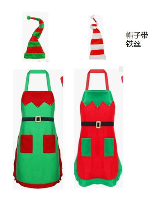 Picture of New Christmas decorations Christmas holiday costumes Christmas kitchen apron family party supplies hat