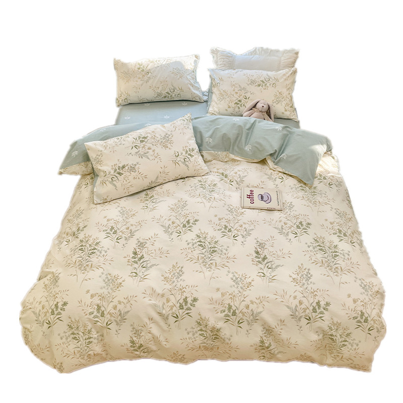 Picture of 2025 New Spring & Fall 60 Small Floral Cotton Four-Piece Set Ins Style Pure Cotton Dormitory Bed Bed Sheets Quilt Cover Three-Piece Set