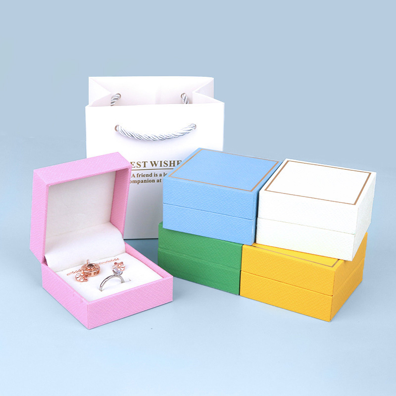 Simple Macaron Color Flip Gift Box Square Necklace Pendant Box Earrings Ring Jewelry Box Packaging Gift Box