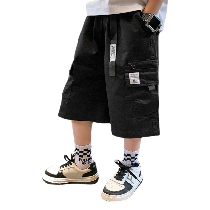 Japanese Style Boys' Street-Fitting Pants 2023 Boys' Overalls Shorts Kidsren's Summer Clothes Versatile and Stylish Outer Casual Pants