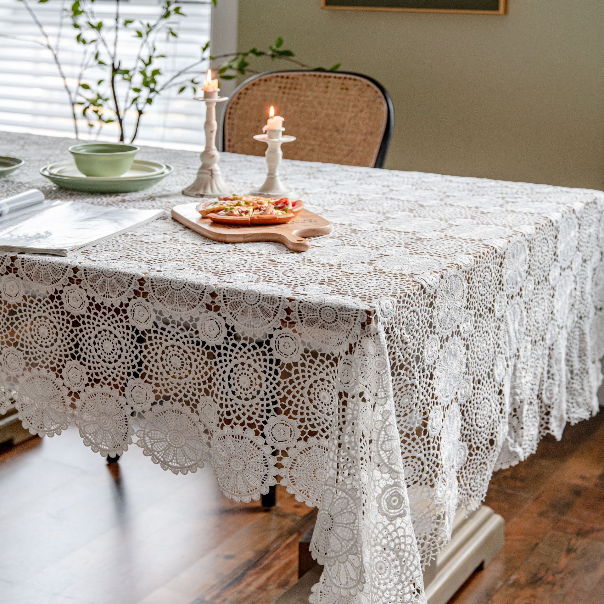 Picture of Yiman Qiyun Tablecloth Water-soluble Embroidered Lace Hollow Cake Photography Background Embroidered Props Cloth Tablecloth