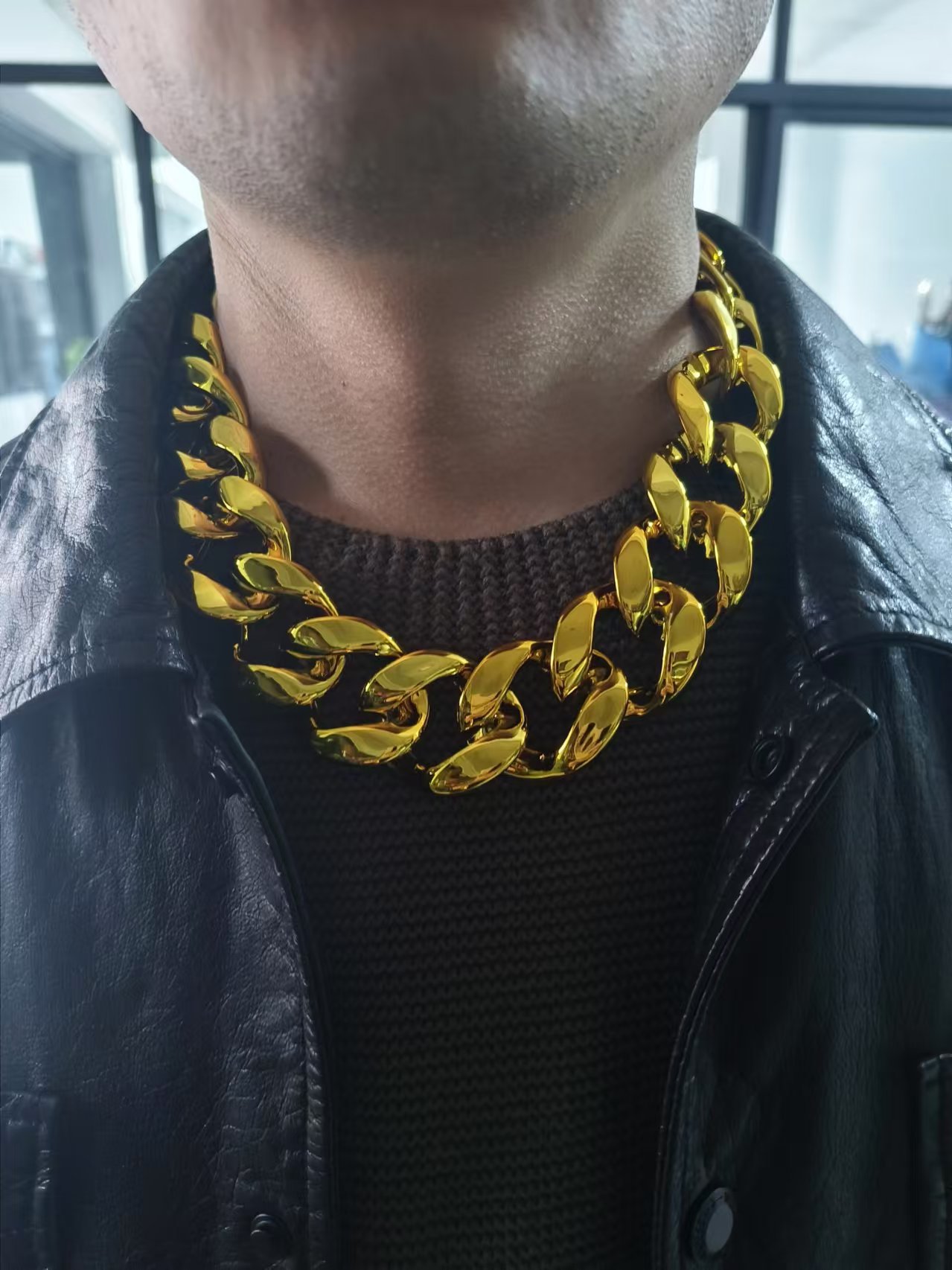 Picture of Hip Hop Simulation Big Gold Chain Men's Gold Plastic Necklace Performance Props Social Super Thick Exaggerated Gold Necklace