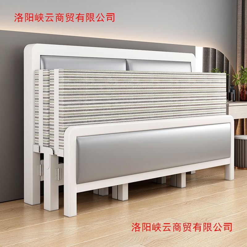 Picture of Home folding bed, double bed, rental house, simple bed, office lunch break bed, dormitory hard board bed, wrought iron bed