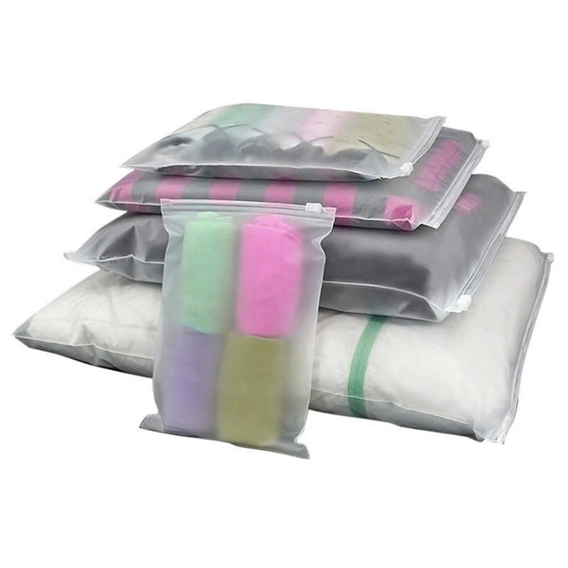 Picture of Wholesale Spot Pe Zipper Bag Frosted Clothing Packaging Bag Transparent Underwear Socks Towel Short-Sleeved Clothing Packaging Bag