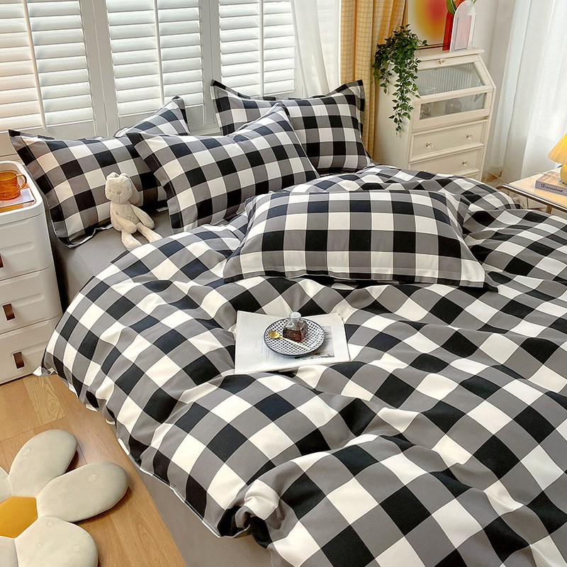 Class A sanding unprinted cotton bed four-piece cotton bed sheet quilt cover student dormitory three-piece set Nantong wholesale