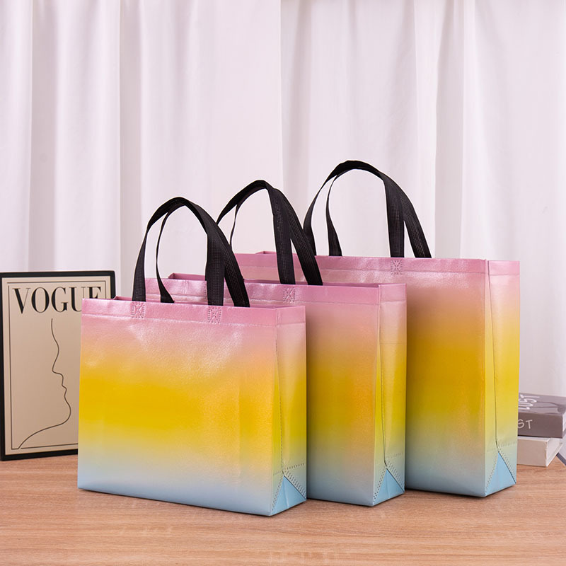 Laser non-woven bag coated with thick non-woven bag clothing store shopping creative gift bag can be customized