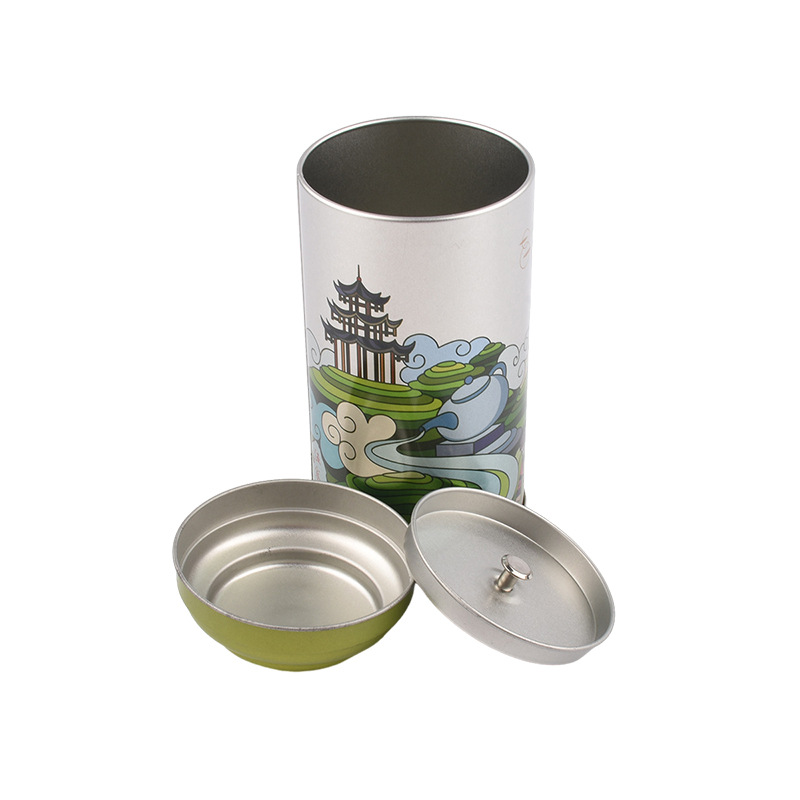 Picture of 75 Caliber Tinplate Double Lid Metal Packaging Round Cans Printed Tea Cans Universal Storage Cans