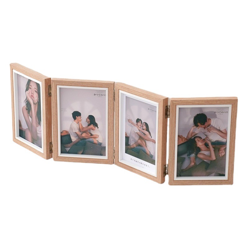 Picture of Creative One-Piece Combination Foldableing Photo Frame Table Two-Part Triple 6-Inch 7inch 8inch Photo Studio Wooden 70% off Photo Frame