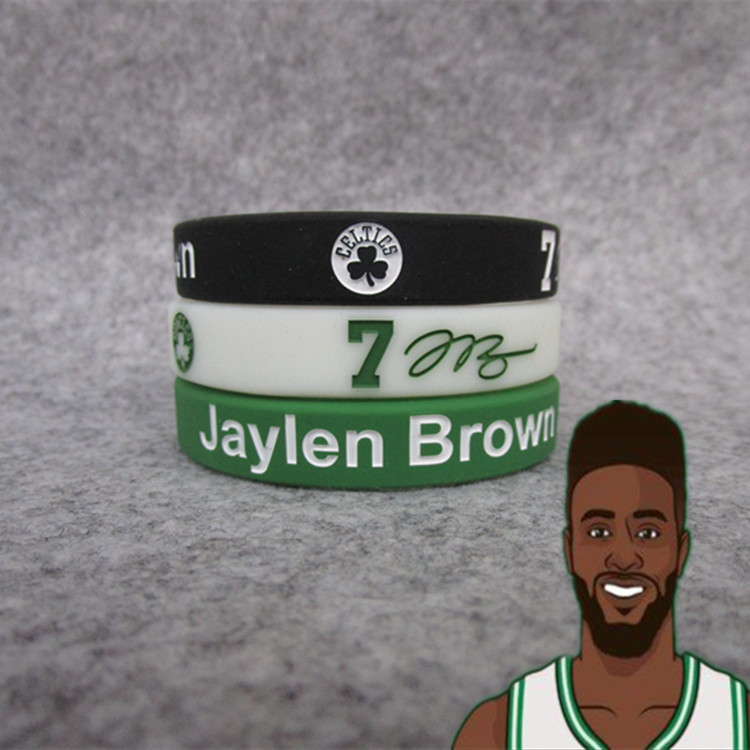 Celtic Green Army No. 7 Basketball Star Jay Brown Signature Luminous Sports Bracelet Silicone Wristband