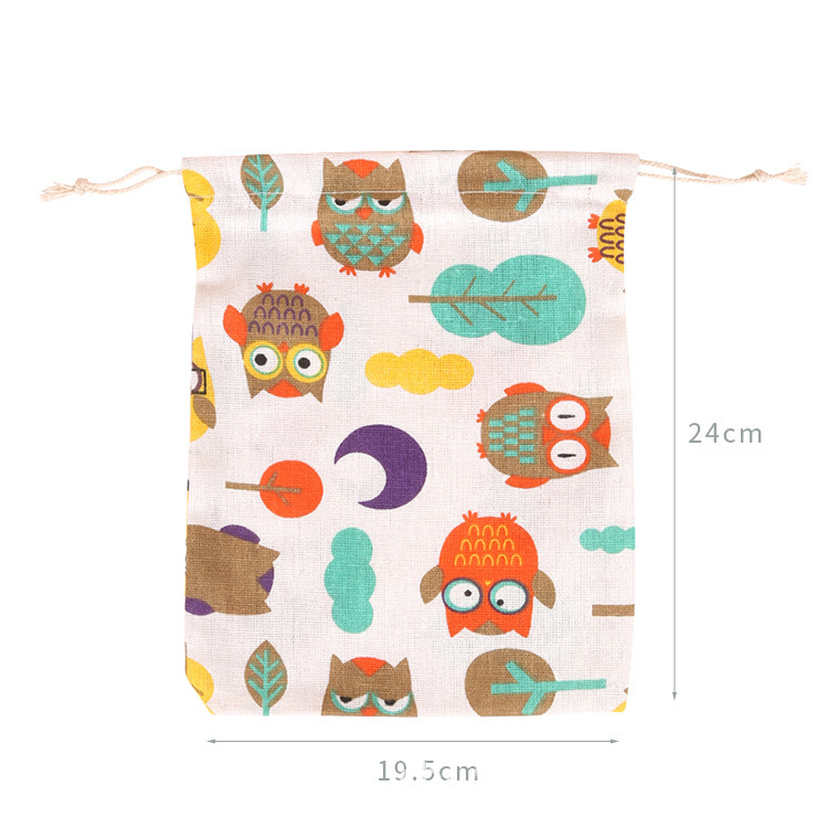 Picture of Printed cotton drawstring bag small bag home travel sundries storage bag Christmas gift packaging bag in stock