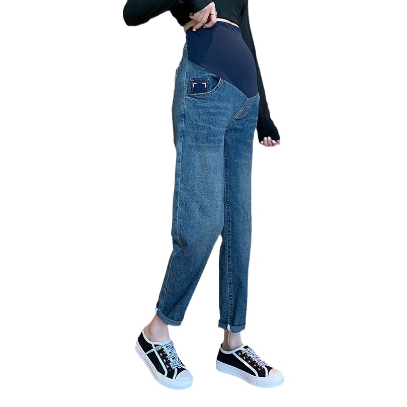 Pregnant women's pants 2023 Spring and Autumn New pregnant women's jeans belly support outer wear pregnant women's daddy pants loose