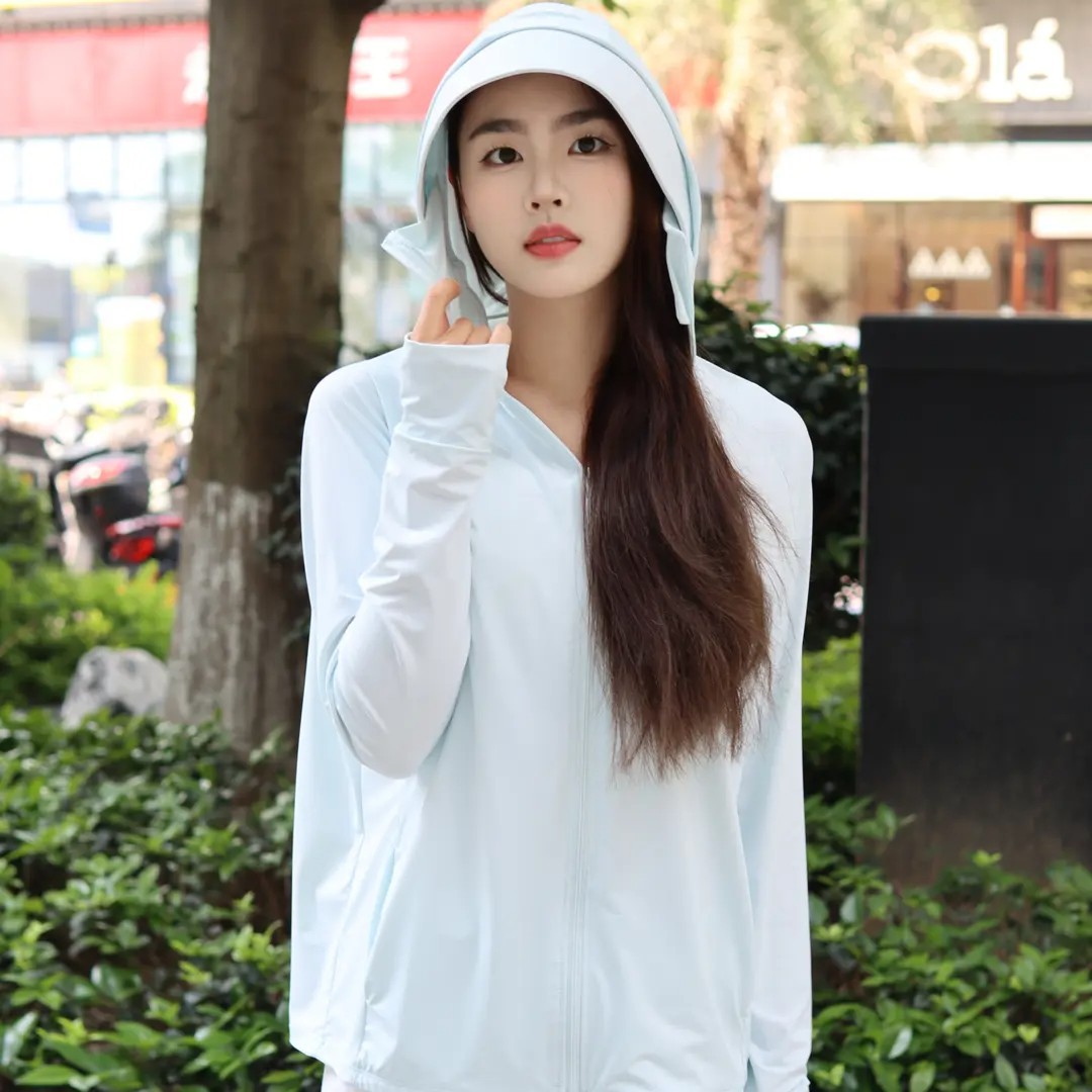 Picture of Nylon Ice-sensitive Sunscreen Clothing Women's Spring and Summer Outdoor UV-resistant Removable Hat Brim Original Yarn Shoulder Sunscreen Clothing