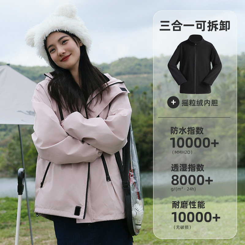 Picture of Jacket Three-In-One Detachable Two-Piece Set for Men and Women Outdoor Mountaineering Clothing Windproof and Waterproof Spring, Autumn and Winter Jacket