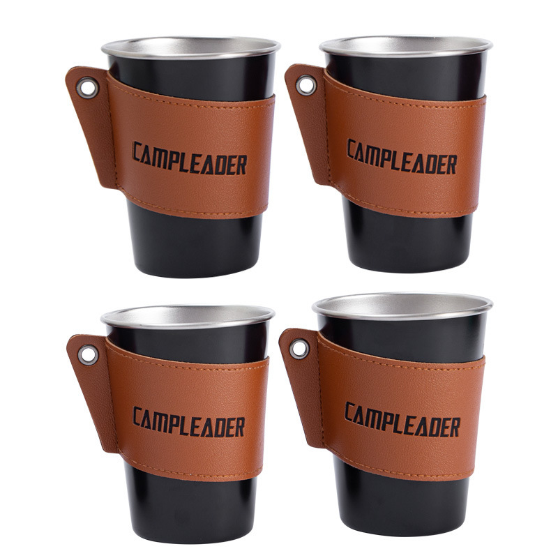 Picture of Outdoor camping stainless steel cup cover water Cup insulation cover anti-scald high temperature resistant cup cover coffee cup leather protective cover