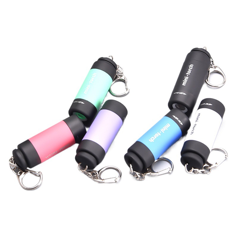 Mini flashlight strong light led lighting girls children household usb rechargeable plastic flashlight keychain light