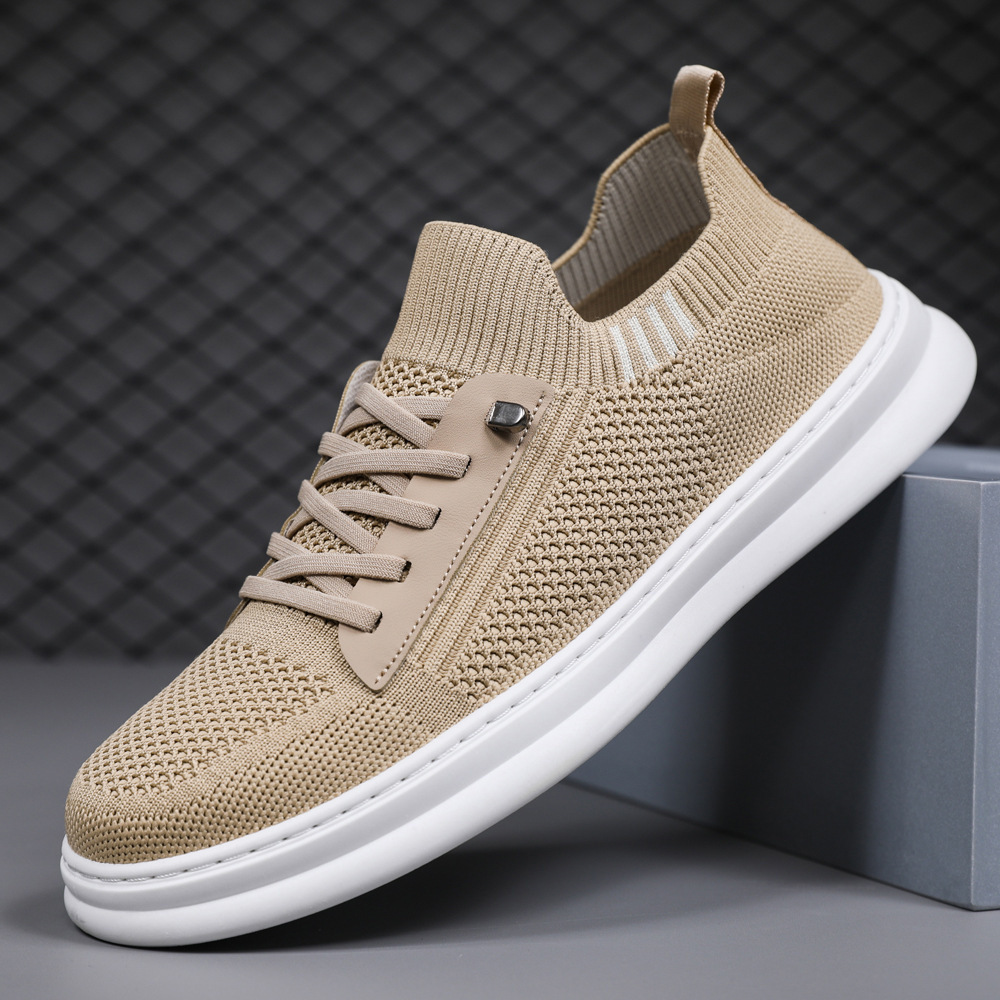 Men's Shoes Summer Breathable Mesh Sports Casual Flat Shoes Men's Slip-on Flying Woven Thin Foreign Trade Cross-border Men's Shoes