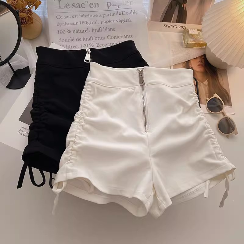 Spring Shorts Women 2024 New High Waist Slimming Wide-leg Pants Fashion A-Line Drawstring Zipper Sexy Hot Pants for Hot Girls