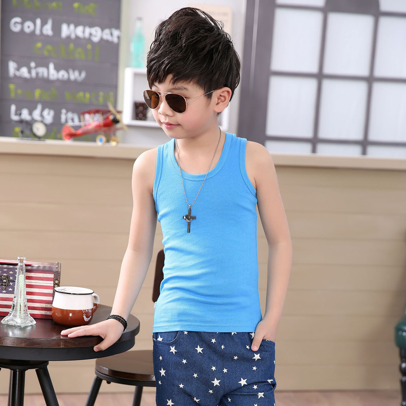 Picture of Children's Cotton Boys' I-shaped Hurdle Girls' Small Camisole Underwear Summer Girls' Undershirt