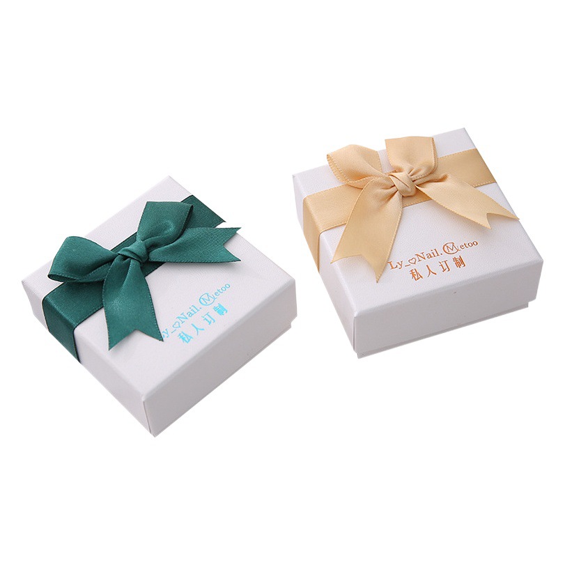 Ready Stock Bow Heaven and Earth Cover Necklace Bracelet Jewelry Packaging Box High-End Simple Ring Packaging Companion Gift Box