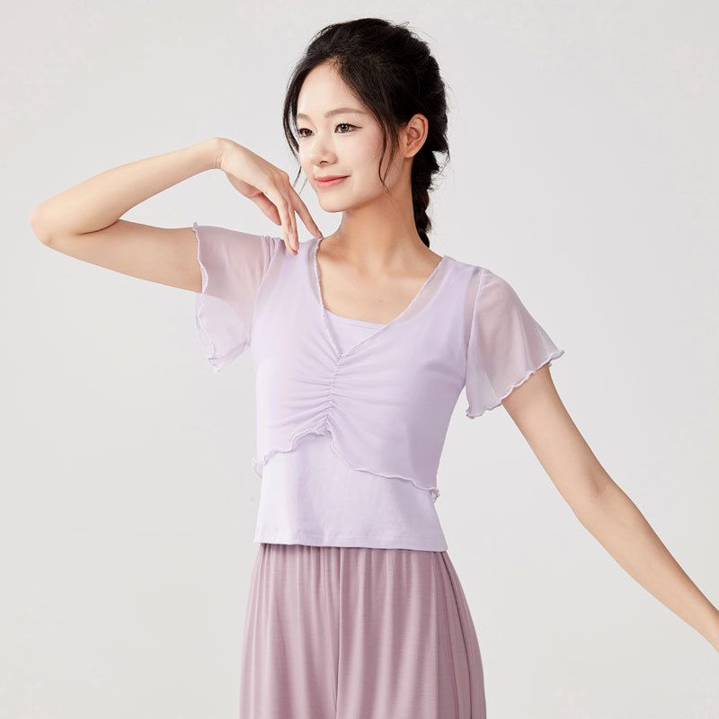 Dance costumes, tops, Chinese classical dance body training uniforms, ballet performance uniforms, slim-fit small fly-sleeve practice suits