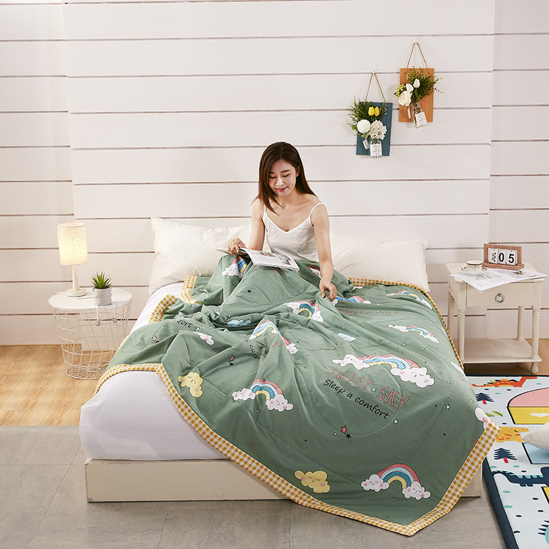 2023 Summer Cool Quilt Spring and Autumn Quilt Core Summer Double Air-conditioning Quilt Summer Cool Quilt Single Children's Thin Quilt Machine Washable