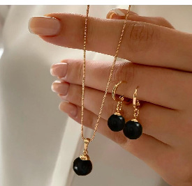 Picture of Cross-border European and American New Pendant Jewelry Necklace Temperament Design Sense Light Luxury Earrings Necklace Imitation Pearl Jewelry suit