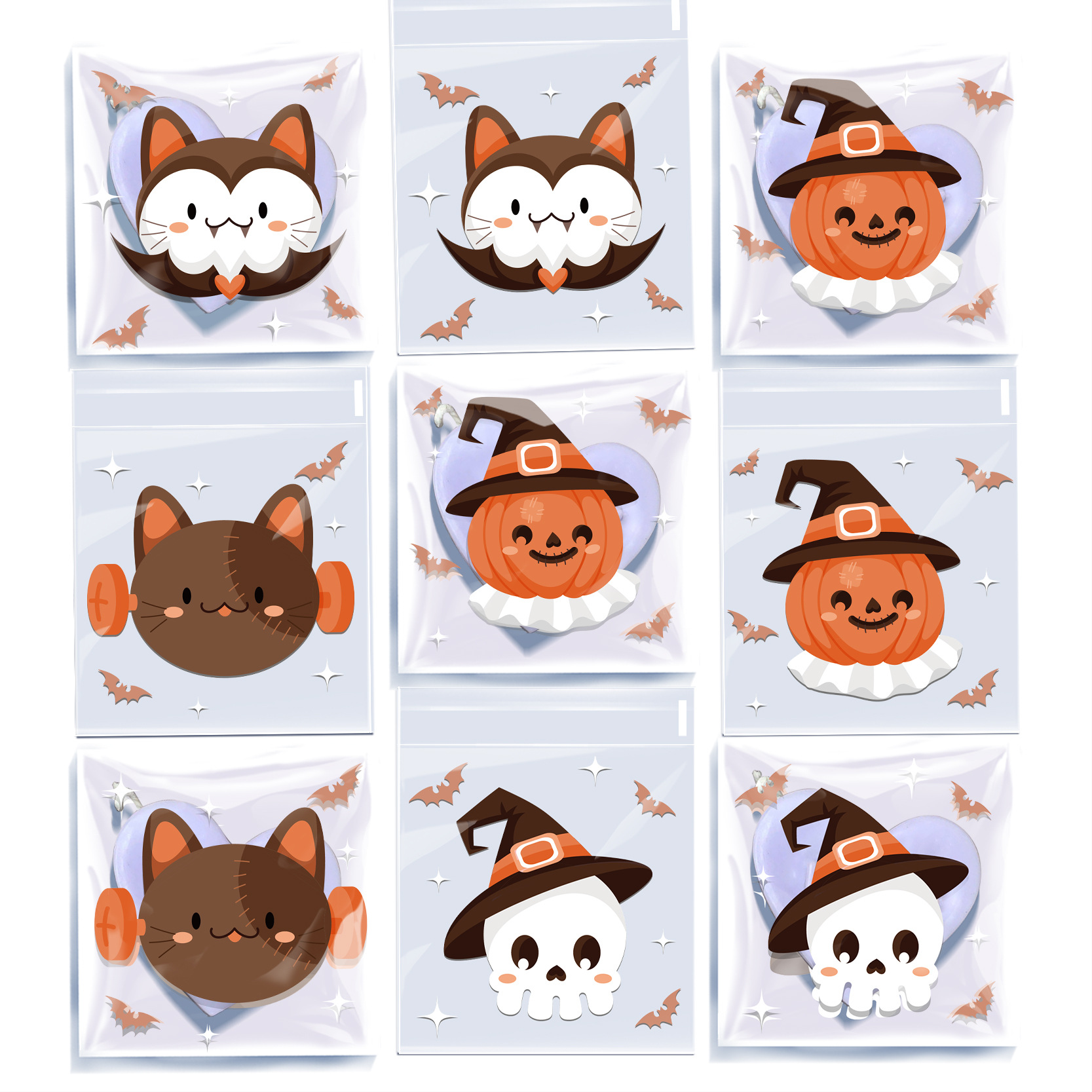 Cross-Border Transparent Halloween Cookies Nougat Snowflake Candy Packaging Bag Halloween Party Gift Ziplock Bag