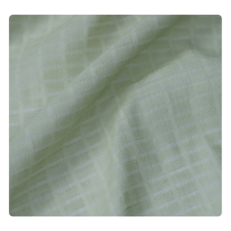 Tencel Linen Architectural Style Textured Small Check Jacquard Fabric Thin Silhouette Dress Semi-Sheer Fabric
