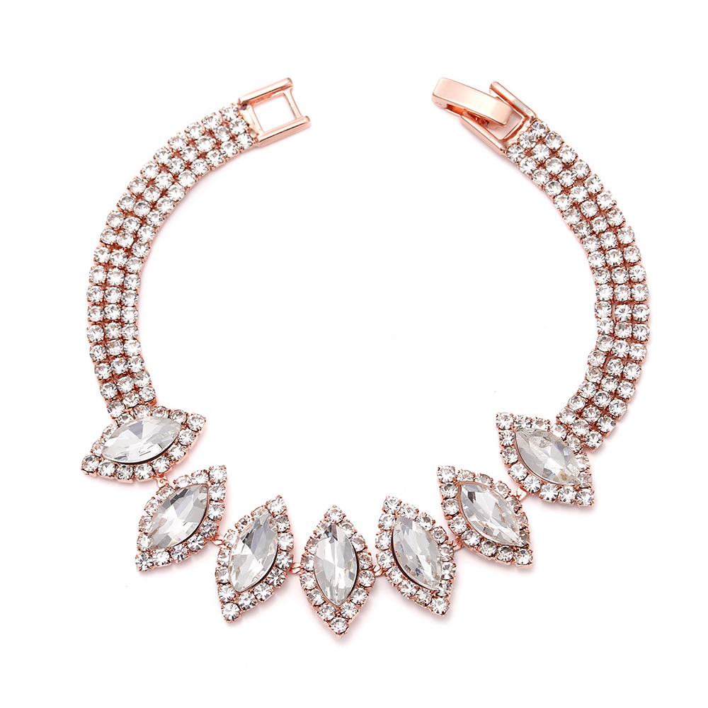 Picture of Brilliant diamond zircon water drop necklace earrings bride wedding jewelry shooting jewelry set wholesale