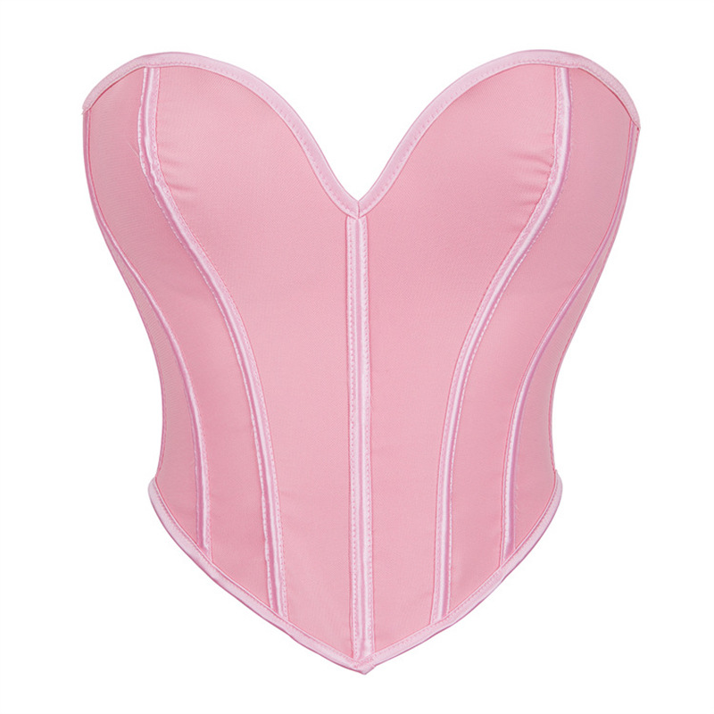 Picture of Black Matte Pattern Tube Top for Women, Sexy Palace Top, Cute Heart-Shaped Tube Top Corset, Off-Shoulder Shapewear