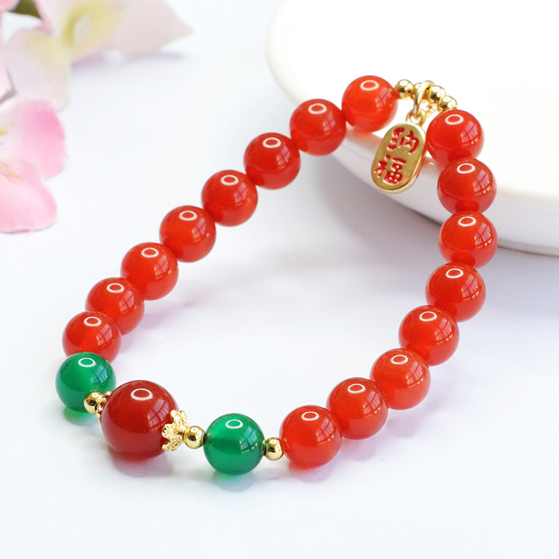 Picture of Yanyu natural red agate bracelet green chalcedony lucky bracelet female jewelry factory wholesale delivery MN2123009