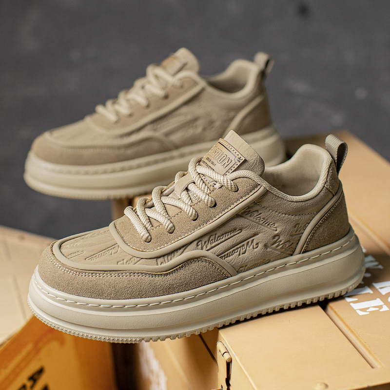 high quality Men's Trendy Shoes Leather Panel Shoes Fashion New Entry Light Luxury Comfortable Soft Bottom British Retro Sports Casual Shoes