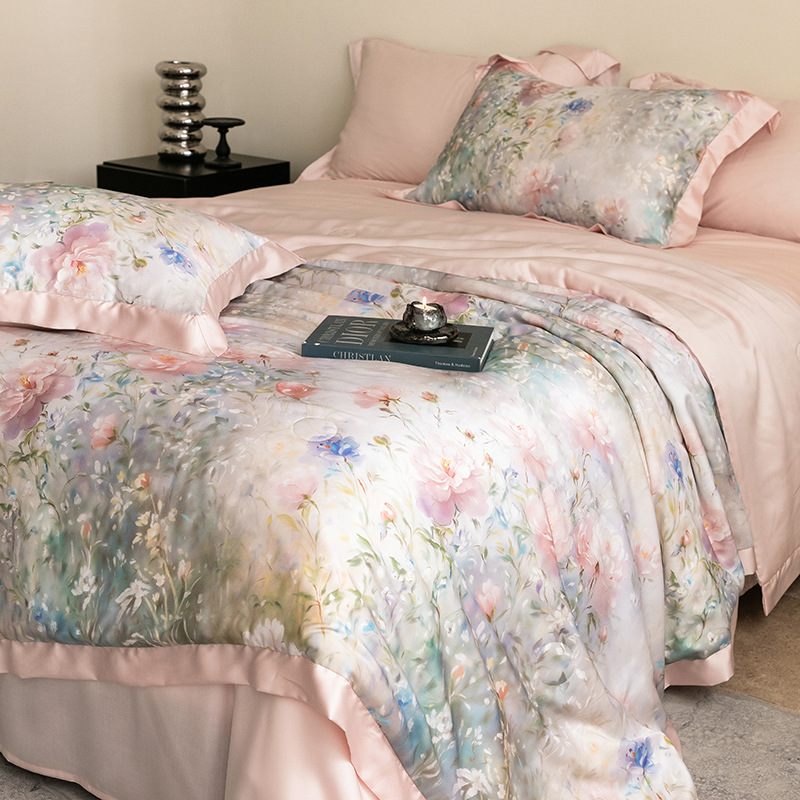 Light Luxury 100 Lyocell Tencel Summer Cool Quilt Four-Piece Set Air Conditioned Quilt Summer Quilt Advanced Sense Class A Maternal and Infant Quilt