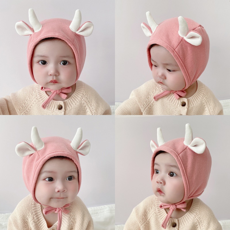 Picture of Baby Hat Spring and Autumn Baby Cute Super Cute Autumn and Winter Baby Ear Protection Newborn Female Baby Fetal Hat Boy