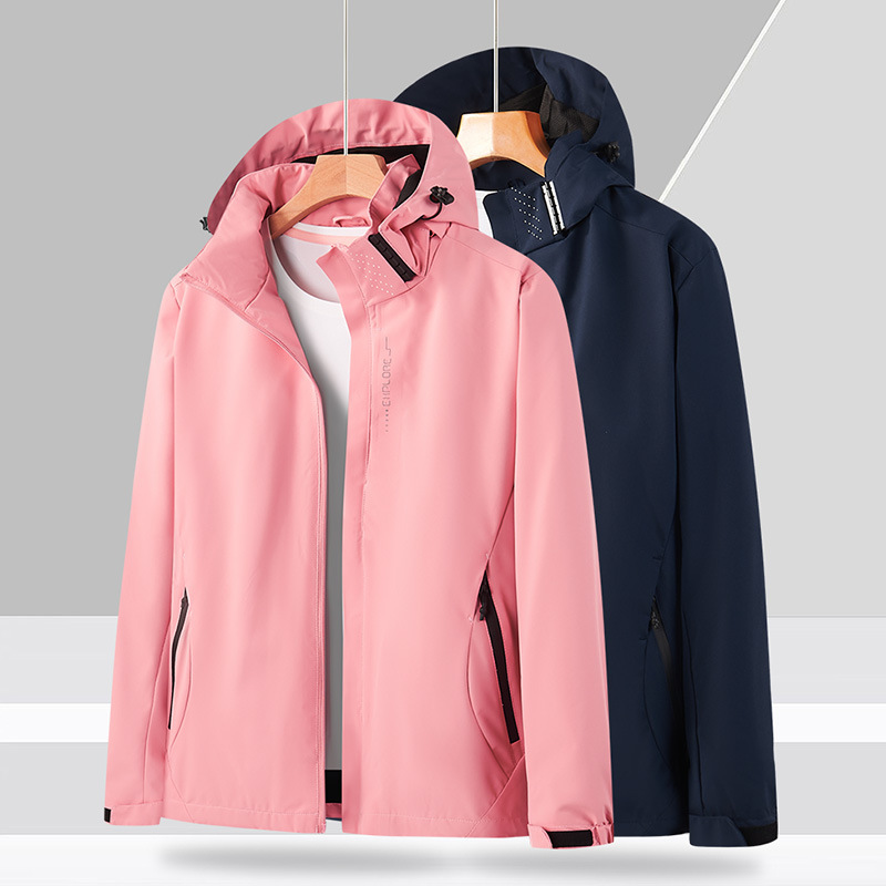 Outdoor 6266 Single-Layer Softshell Jacket for Women, Hooded, Sporty, Casual, Versatile Hiking Jacket for Men, Couple's Matching Style, Stain-Resistant