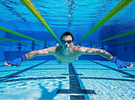 Picture of Blue/Black/Pink in stock Cross-border Swimming Duck Flipper Gloves Paddling Palm Set Floating Diving Gloves for Beginner to Increase Swimming Speed